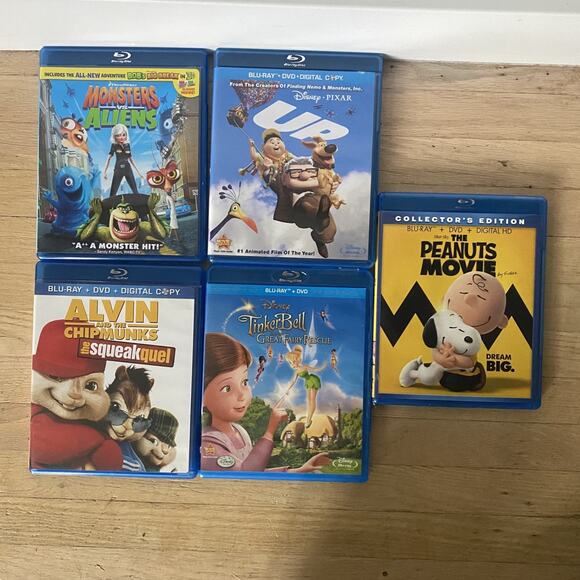Lot 10 Blu Ray DVD Kids Family Movies - Up Tinkerbell Maleficent Rio Croods Raya - Picture 4 of 5